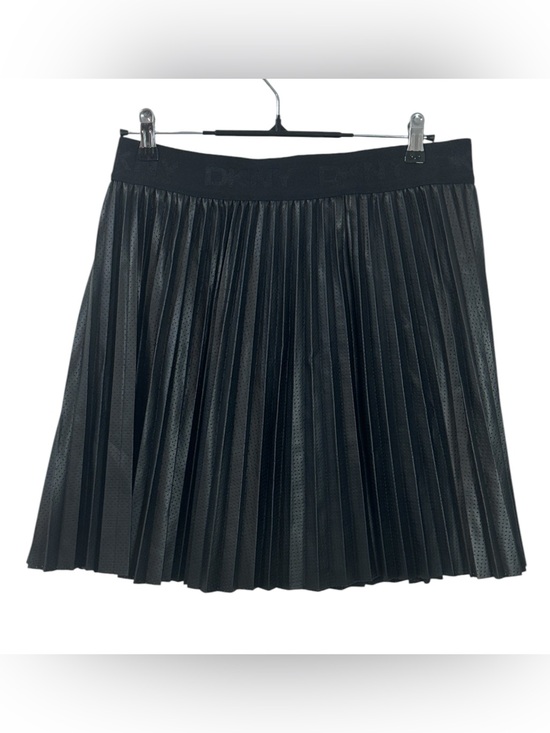 Dkny Dresses & Skirts - DKNY Black Pleated Faux Leather Perforated Skater Skirt - Size Large